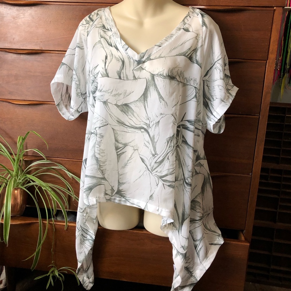 Sheer Banana Leaf Flowy Top